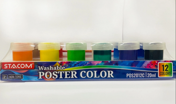 Bộ màu Poster 12 màu- 20ml, kèm cọ vẽ_POS_2012C